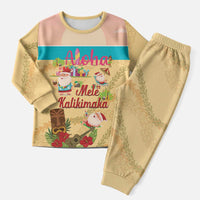 Aloha Hawaii Mele Kalikimaka Christmas Pajama Set Beachy Funny Santa Hawaiian Lei LT14 Men Yellow - Polynesian Pride