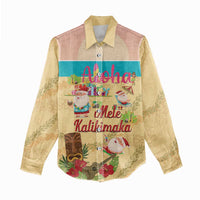 Aloha Hawaii Mele Kalikimaka Women Casual Shirt Beachy Funny Santa Hawaiian Lei - Polynesian Pride