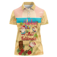 Aloha Hawaii Mele Kalikimaka Women Polo Shirt Beachy Funny Santa Hawaiian Lei LT14 Female Yellow - Polynesian Pride