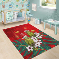 New Zealand Kakapo Christmas Area Rug Owl Parrot Santa Sliver Fern Manuka - Red - Polynesian Pride