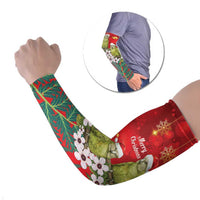 New Zealand Kakapo Christmas Arm Sleeves Owl Parrot Santa Sliver Fern Manuka - Red LT14 Set of 2 Red - Polynesian Pride