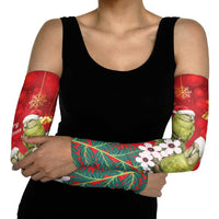 New Zealand Kakapo Christmas Arm Sleeves Owl Parrot Santa Sliver Fern Manuka - Red LT14 - Polynesian Pride