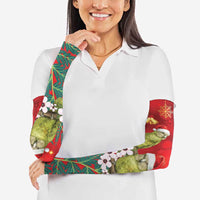 New Zealand Kakapo Christmas Arm Sleeves Owl Parrot Santa Sliver Fern Manuka - Red LT14 - Polynesian Pride