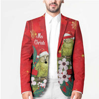 New Zealand Kakapo Christmas Blazer Owl Parrot Santa Sliver Fern Manuka - Red LT14 - Polynesian Pride