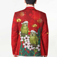New Zealand Kakapo Christmas Blazer Owl Parrot Santa Sliver Fern Manuka - Red LT14 - Polynesian Pride