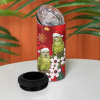 New Zealand Kakapo Christmas 4 in 1 Can Cooler Tumbler Owl Parrot Santa Sliver Fern Manuka - Red LT14 - Polynesian Pride