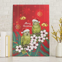 New Zealand Kakapo Christmas Canvas Wall Art Owl Parrot Santa Sliver Fern Manuka - Red LT14 Without Frame Red - Polynesian Pride