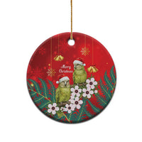 New Zealand Kakapo Christmas Ceramic Ornament Owl Parrot Santa Sliver Fern Manuka - Red LT14 - Polynesian Pride