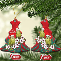 New Zealand Kakapo Christmas Ceramic Ornament Owl Parrot Santa Sliver Fern Manuka - Red LT14 Christmas Tree Red - Polynesian Pride