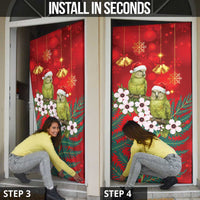 New Zealand Kakapo Christmas Door Cover Owl Parrot Santa Sliver Fern Manuka - Red LT14 - Polynesian Pride