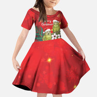 New Zealand Kakapo Christmas Family Matching Summer Maxi Dress and Hawaiian Shirt Owl Parrot Santa Sliver Fern Manuka - Red LT14 Daughter's Dress Red - Polynesian Pride