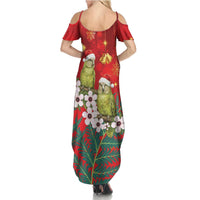 New Zealand Kakapo Christmas Family Matching Summer Maxi Dress and Hawaiian Shirt Owl Parrot Santa Sliver Fern Manuka - Red LT14 - Polynesian Pride