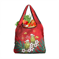 New Zealand Kakapo Christmas Grocery Bag Owl Parrot Santa Sliver Fern Manuka - Red LT14 1-pack One Size Red - Polynesian Pride