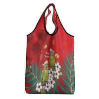 New Zealand Kakapo Christmas Grocery Bag Owl Parrot Santa Sliver Fern Manuka - Red LT14 - Polynesian Pride