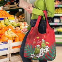 New Zealand Kakapo Christmas Grocery Bag Owl Parrot Santa Sliver Fern Manuka - Red LT14 - Polynesian Pride