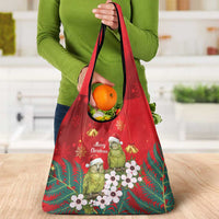 New Zealand Kakapo Christmas Grocery Bag Owl Parrot Santa Sliver Fern Manuka - Red LT14 - Polynesian Pride