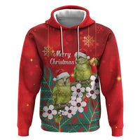 New Zealand Kakapo Christmas Hoodie Owl Parrot Santa Sliver Fern Manuka - Red LT14 Pullover Hoodie Red - Polynesian Pride