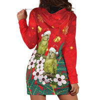 New Zealand Kakapo Christmas Hoodie Dress Owl Parrot Santa Sliver Fern Manuka - Red LT14 - Polynesian Pride