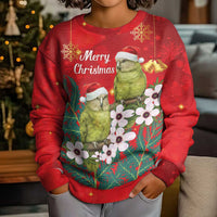 New Zealand Kakapo Christmas Kid Ugly Christmas Sweater Owl Parrot Santa Sliver Fern Manuka - Red LT14 - Polynesian Pride