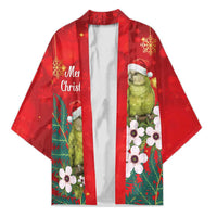 New Zealand Kakapo Christmas Kimono Owl Parrot Santa Sliver Fern Manuka - Red LT14 Unisex Red - Polynesian Pride
