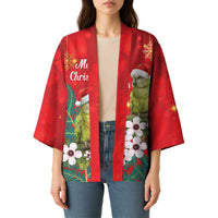 New Zealand Kakapo Christmas Kimono Owl Parrot Santa Sliver Fern Manuka - Red LT14 - Polynesian Pride