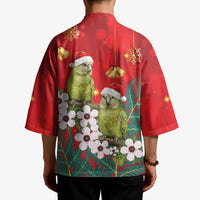New Zealand Kakapo Christmas Kimono Owl Parrot Santa Sliver Fern Manuka - Red LT14 - Polynesian Pride