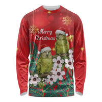 New Zealand Kakapo Christmas Long Sleeve Shirt Owl Parrot Santa Sliver Fern Manuka - Red LT14 Unisex Red - Polynesian Pride