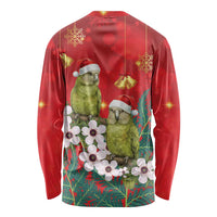New Zealand Kakapo Christmas Long Sleeve Shirt Owl Parrot Santa Sliver Fern Manuka - Red LT14 - Polynesian Pride