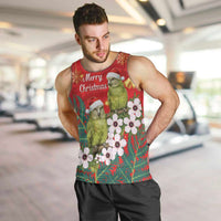 New Zealand Kakapo Christmas Men Tank Top Owl Parrot Santa Sliver Fern Manuka - Red LT14 Red - Polynesian Pride