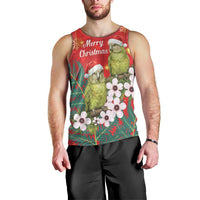 New Zealand Kakapo Christmas Men Tank Top Owl Parrot Santa Sliver Fern Manuka - Red LT14 - Polynesian Pride