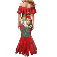 New Zealand Kakapo Christmas Mermaid Dress Owl Parrot Santa Sliver Fern Manuka - Red LT14 - Polynesian Pride