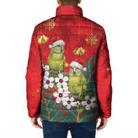 New Zealand Kakapo Christmas Padded Jacket Owl Parrot Santa Sliver Fern Manuka - Red LT14 - Polynesian Pride