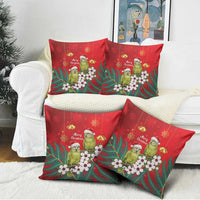 New Zealand Kakapo Christmas Pillow Cover Owl Parrot Santa Sliver Fern Manuka - Red LT14 - Polynesian Pride