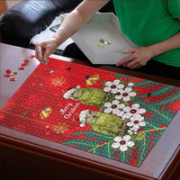 New Zealand Kakapo Christmas Puzzle Owl Parrot Santa Sliver Fern Manuka - Red LT14 - Polynesian Pride