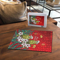 New Zealand Kakapo Christmas Puzzle Owl Parrot Santa Sliver Fern Manuka - Red LT14 - Polynesian Pride