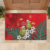 New Zealand Kakapo Christmas Rubber Doormat Owl Parrot Santa Sliver Fern Manuka - Red LT14 Red - Polynesian Pride