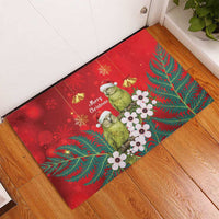 New Zealand Kakapo Christmas Rubber Doormat Owl Parrot Santa Sliver Fern Manuka - Red LT14 - Polynesian Pride