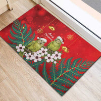 New Zealand Kakapo Christmas Rubber Doormat Owl Parrot Santa Sliver Fern Manuka - Red LT14 - Polynesian Pride