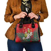 New Zealand Kakapo Christmas Shoulder Handbag Owl Parrot Santa Sliver Fern Manuka - Red LT14 - Polynesian Pride