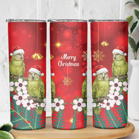 New Zealand Kakapo Christmas Skinny Tumbler Owl Parrot Santa Sliver Fern Manuka - Red LT14 - Polynesian Pride