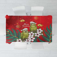 New Zealand Kakapo Christmas Tablecloth Owl Parrot Santa Sliver Fern Manuka - Red LT14 Red - Polynesian Pride
