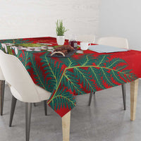 New Zealand Kakapo Christmas Tablecloth Owl Parrot Santa Sliver Fern Manuka - Red LT14 - Polynesian Pride