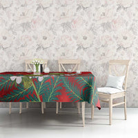 New Zealand Kakapo Christmas Tablecloth Owl Parrot Santa Sliver Fern Manuka - Red LT14 - Polynesian Pride