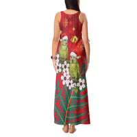 New Zealand Kakapo Christmas Tank Maxi Dress Owl Parrot Santa Sliver Fern Manuka - Red LT14 - Polynesian Pride
