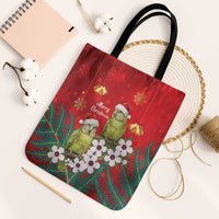 New Zealand Kakapo Christmas Tote Bag Owl Parrot Santa Sliver Fern Manuka - Red LT14 Black Strap One Size Red - Polynesian Pride