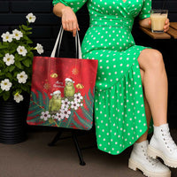 New Zealand Kakapo Christmas Tote Bag Owl Parrot Santa Sliver Fern Manuka - Red LT14 - Polynesian Pride