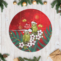 New Zealand Kakapo Christmas Tree Skirt Owl Parrot Santa Sliver Fern Manuka - Red LT14 Casual Red - Polynesian Pride