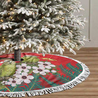 New Zealand Kakapo Christmas Tree Skirt Owl Parrot Santa Sliver Fern Manuka - Red LT14 - Polynesian Pride