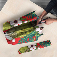New Zealand Kakapo Christmas Umbrella Owl Parrot Santa Sliver Fern Manuka - Red LT14 - Polynesian Pride