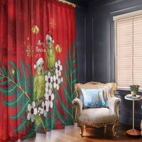 New Zealand Kakapo Christmas Window Curtain Owl Parrot Santa Sliver Fern Manuka - Red LT14 - Polynesian Pride